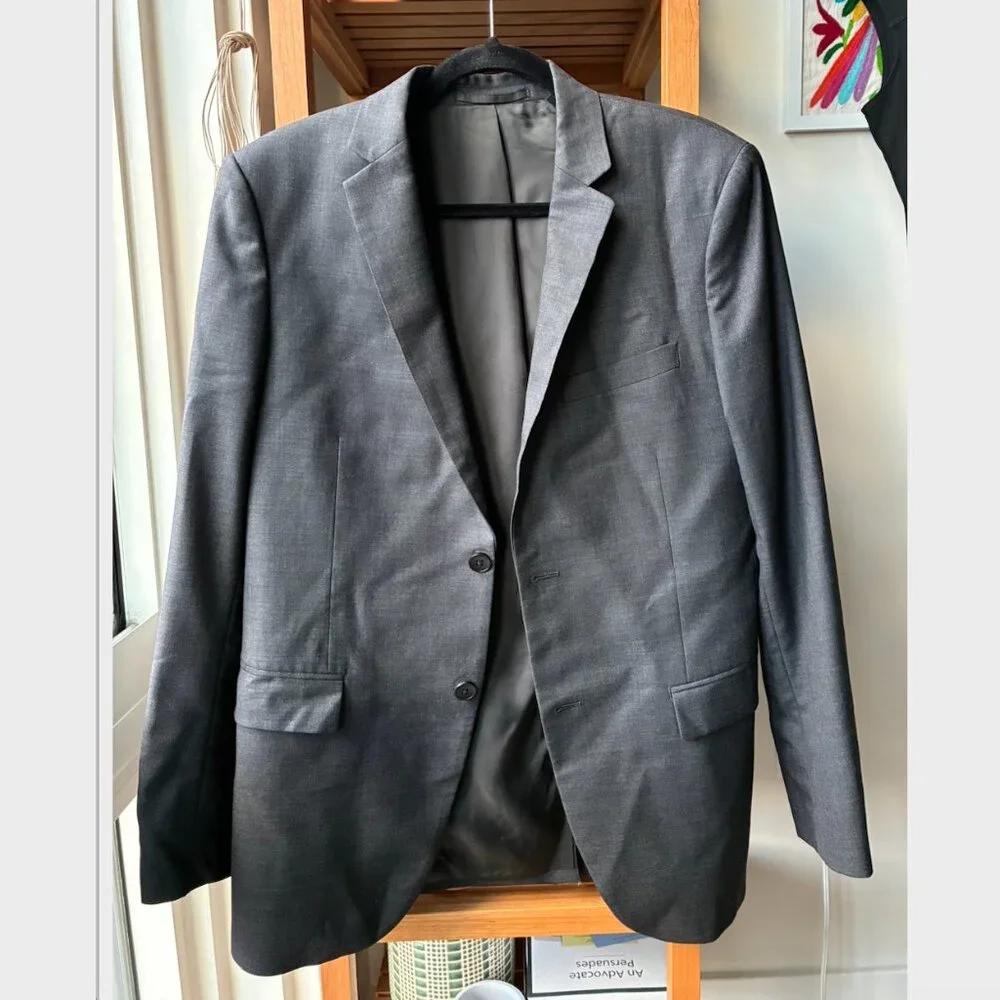 Theory Dark Gray Regular-Fit Xylo NP Wool Sportcoat - Size 40R